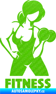 Samolepka Fitness 002 pravá posilování s činkou 3D karbon zelený kawasaki