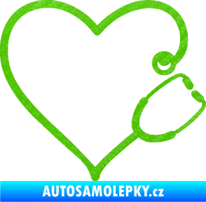 Samolepka Fonendoskop 002 pravá  zdravotní sestřička 3D karbon zelený kawasaki
