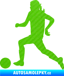 Samolepka Fotbalistka 001 levá 3D karbon zelený kawasaki