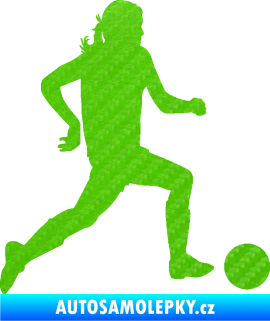 Samolepka Fotbalistka 001 pravá 3D karbon zelený kawasaki