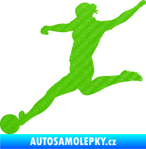 Samolepka Fotbalistka 002 levá 3D karbon zelený kawasaki