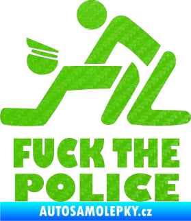 Samolepka Fuck the police 001 3D karbon zelený kawasaki