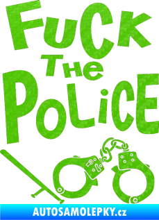 Samolepka Fuck the police 002 3D karbon zelený kawasaki