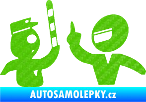 Samolepka Fuck the police 003 3D karbon zelený kawasaki
