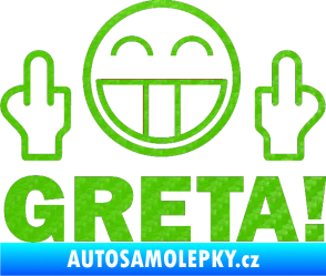 Samolepka Fuck you Greta 002 3D karbon zelený kawasaki