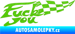 Samolepka Fuck you 3D karbon zelený kawasaki