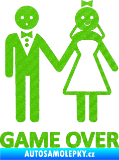 Samolepka Game over varianta svatba 3D karbon zelený kawasaki