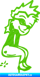 Samolepka Girl čůrá 003 pravá 3D karbon zelený kawasaki
