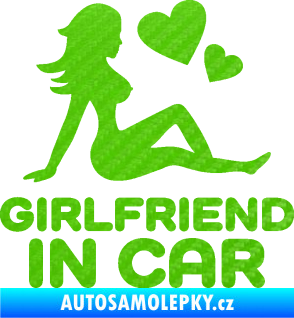 Samolepka Girlfriend in car 3D karbon zelený kawasaki