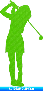 Samolepka Golfistka 014 pravá 3D karbon zelený kawasaki