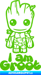 Samolepka Groot 001 levá s nápisem 3D karbon zelený kawasaki