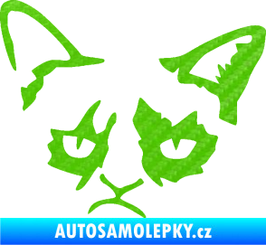 Samolepka Grumpy cat 001 levá 3D karbon zelený kawasaki