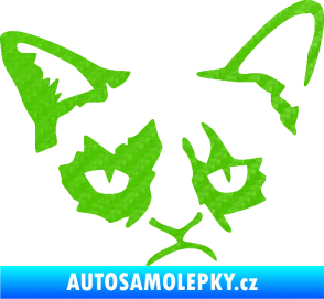 Samolepka Grumpy cat 001 pravá 3D karbon zelený kawasaki