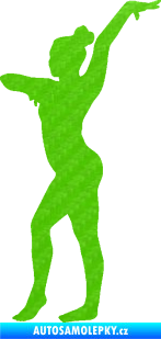 Samolepka Gymnastka 001 levá 3D karbon zelený kawasaki