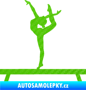 Samolepka Gymnastka 003 levá kladina 3D karbon zelený kawasaki