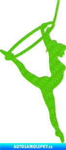 Samolepka Gymnastka 004 pravá cvičení s kruhem 3D karbon zelený kawasaki