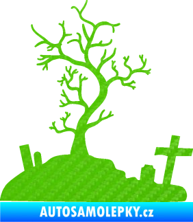 Samolepka Halloween 019 levá hřbitov 3D karbon zelený kawasaki