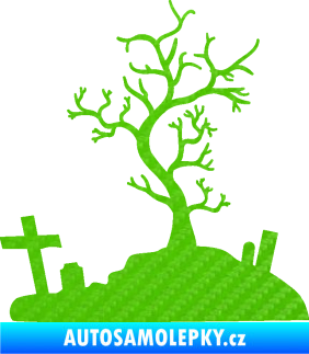 Samolepka Halloween 019 pravá hřbitov 3D karbon zelený kawasaki