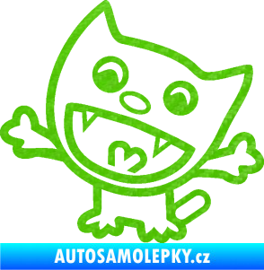Samolepka Happy cat 001 levá 3D karbon zelený kawasaki