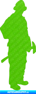 Samolepka Hasič 001 pravá 3D karbon zelený kawasaki