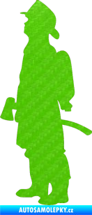 Samolepka Hasič 002 levá 3D karbon zelený kawasaki
