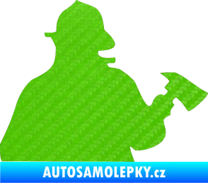 Samolepka Hasič 004 pravá 3D karbon zelený kawasaki