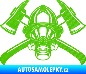 Samolepka Hasič 014 3D karbon zelený kawasaki
