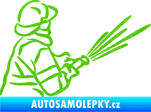 Samolepka Hasič 015 pravá 3D karbon zelený kawasaki