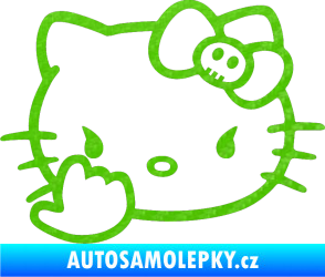 Samolepka Hello Kitty fuck 3D karbon zelený kawasaki