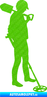 Samolepka Hledač pokladů 001 pravá 3D karbon zelený kawasaki