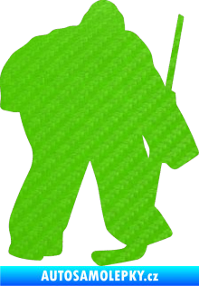 Samolepka Hokejista 011 pravá brankář 3D karbon zelený kawasaki