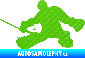 Samolepka Hokejista 015 levá brankář 3D karbon zelený kawasaki