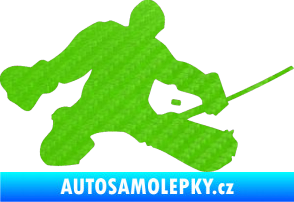 Samolepka Hokejista 015 pravá brankář 3D karbon zelený kawasaki