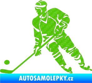 Samolepka Hokejista 027 levá 3D karbon zelený kawasaki