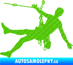 Samolepka Horolezec 002 pravá 3D karbon zelený kawasaki