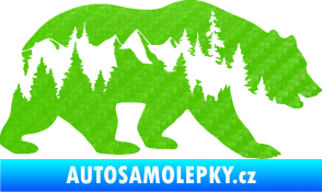 Samolepka Hory s medvědem pravá 3D karbon zelený kawasaki