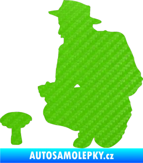 Samolepka Houbař 001 levá 3D karbon zelený kawasaki