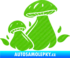 Samolepka Houby 002 pravá 3D karbon zelený kawasaki