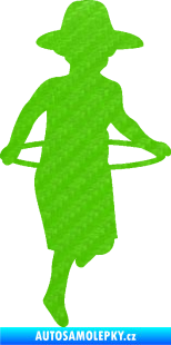 Samolepka Hula Hop 001 pravá dítě s obručí 3D karbon zelený kawasaki