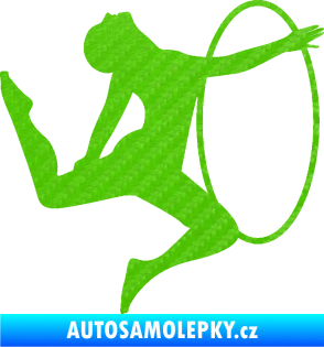 Samolepka Hula Hop 002 pravá gymnastka s obručí 3D karbon zelený kawasaki