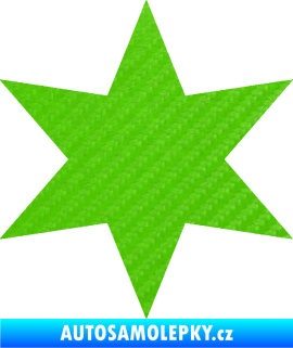 Samolepka Hvězda 002 3D karbon zelený kawasaki