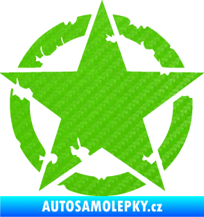 Samolepka Hvězda US Army 003 narušená 3D karbon zelený kawasaki
