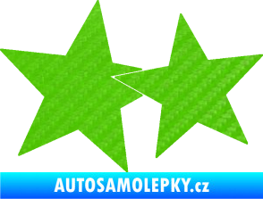 Samolepka Hvězdy 002 levá spojené 3D karbon zelený kawasaki