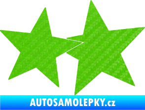 Samolepka Hvězdy 002 pravá spojené 3D karbon zelený kawasaki