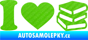 Samolepka I love books 3D karbon zelený kawasaki