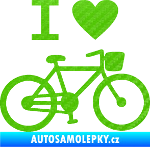 Samolepka I love cycling pravá 3D karbon zelený kawasaki