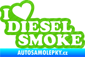 Samolepka I love diesel smoke nápis 3D karbon zelený kawasaki