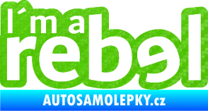Samolepka I´m a rebel nápis 3D karbon zelený kawasaki