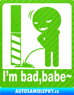 Samolepka I´m bad, babe 3D karbon zelený kawasaki