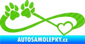 Samolepka Infinity 003 pravá srdce a tlapky 3D karbon zelený kawasaki